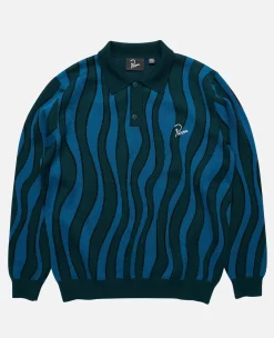 ByParra Aqua Weed Waves Knitted Polo Shirt (Multi)