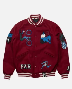 ByParra Run Sit & Bike Varsity Jacket (Dark Red)