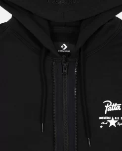 Patta X Converse 4 Leaf Clover Hooded Sweater (Black) -Outfit Verkoop CONVERSEZIPUPBLACK 002 scaled