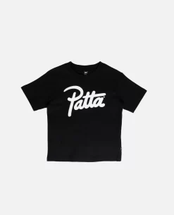 Patta Kids Script Logo T-Shirt (Black/White)
