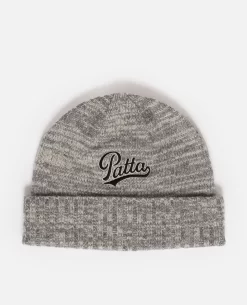 Patta Ribbed Knitted Beanie (Snow Melange Grey)