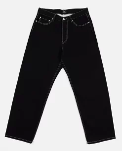 Patta Contrast Stitch Loose Denim Pants (Black)