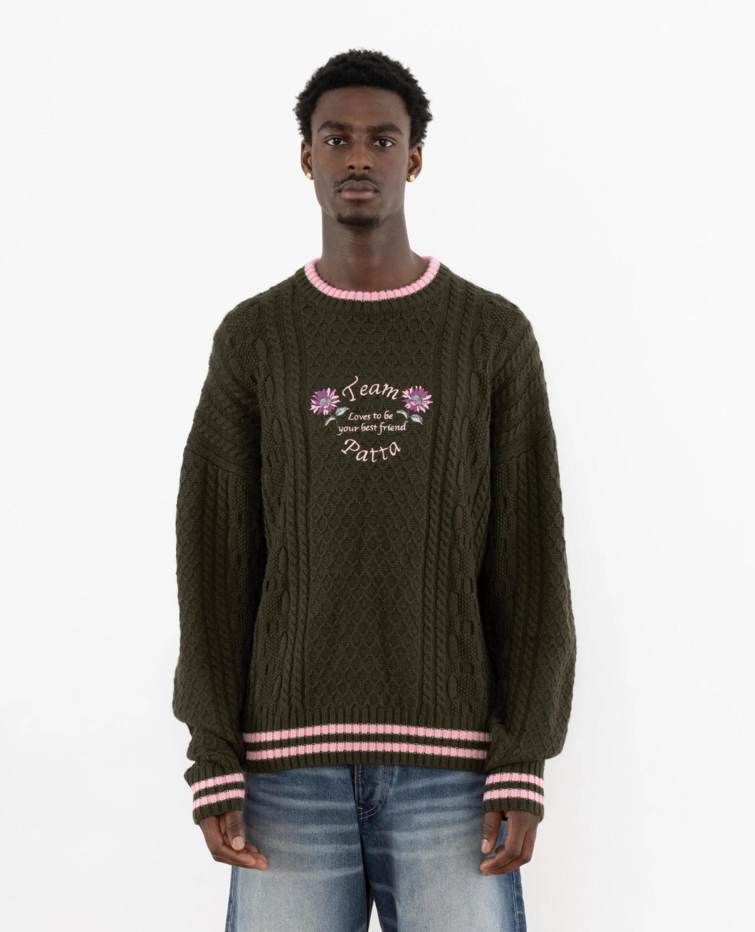 Patta Loves You Cable Knitted Sweater (Beetle) 2 Patta Loves You Cable Knitted Sweater (Beetle) - Afbeelding 2