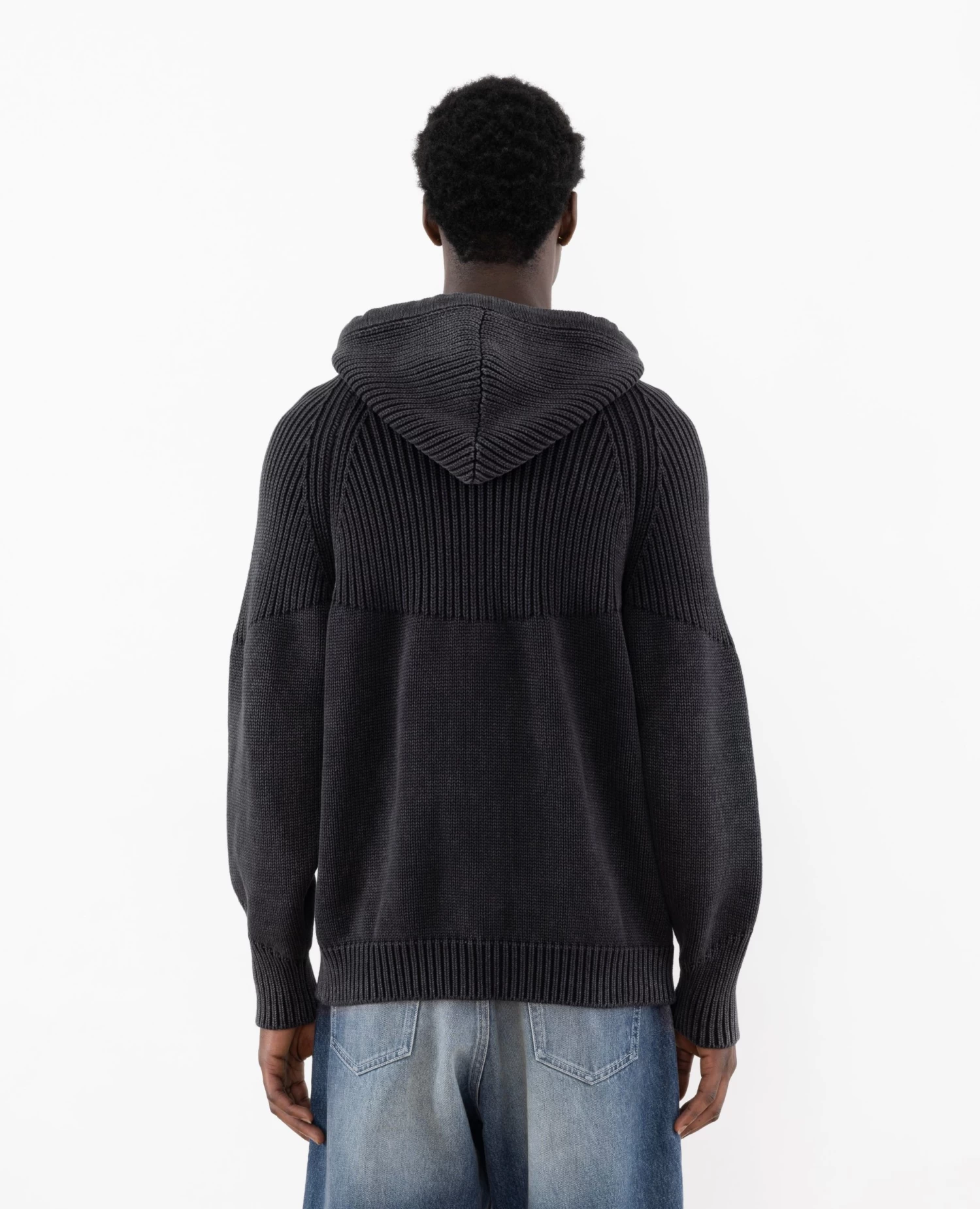 Patta Ribbed Knitted Zip Up Hooded Sweater (Black) 5 Patta Ribbed Knitted Zip Up Hooded Sweater (Black) - Afbeelding 5