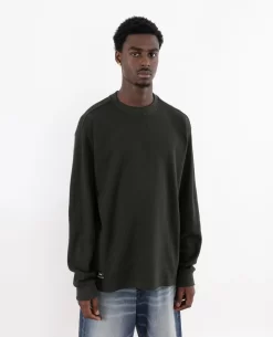 Patta Basic Waffle Longsleeve T-Shirt (Pirate Black) -Outfit Verkoop POC BC23 WAFFLE LST 001 005 scaled