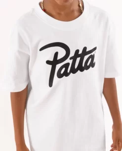 Patta Kids Script Logo T-Shirt (White) -Outfit Verkoop WHITE T DETAIL 001 scaled